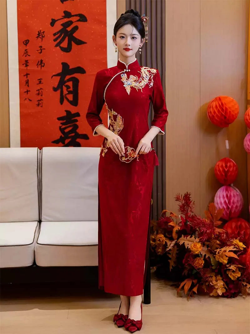 Red Qipao Wedding | Graceful Modern Cheongsam Bridal Dress