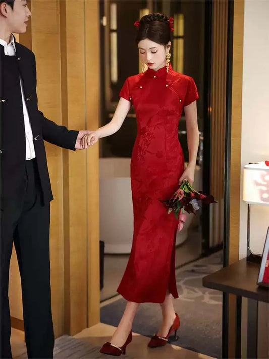 Red Qipao Wedding Dress | Beautiful Chinese Cheongsam Bridal Gown