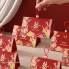Triangular Chinese  Double Happiness Wedding Favor Boxes with Pearl Loop
