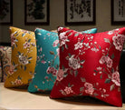 Oriental Embroidered  Floral  Satin Cushion Covers | Profusion of Blossoms