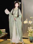 Elegant robe Hanfu with cross-collar, wide sleeves, printed skirt and fairy-style design for women