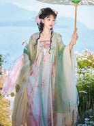 Ruqun hanfu Tang style qixiong ruqun dress with embroidered wide sleeves for spring summer