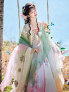 Ruqun hanfu Tang style qixiong ruqun dress with embroidered wide sleeves for spring summer
