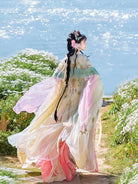 Ruqun hanfu Tang style qixiong ruqun dress with embroidered wide sleeves for spring summer