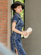 Elegant Shanghai Qipao long dress with vintage Republic era style and high-end feminine charm for daily wear