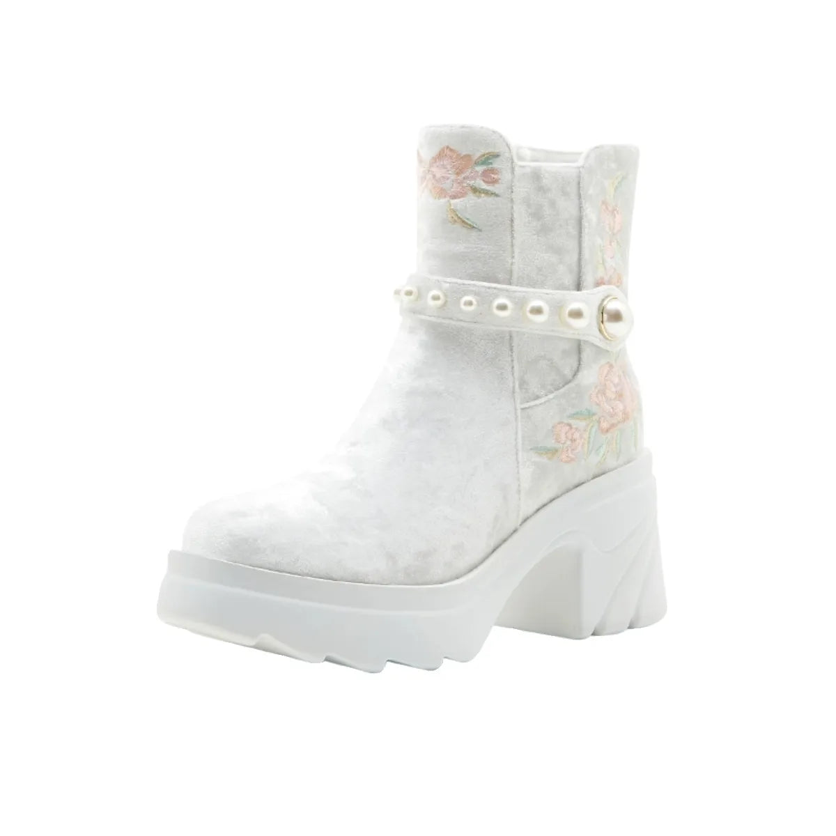 Shoe for Women Vintage Embroidered Fur Lined Ankle Boots