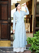 Embroidered Silk Linen Hanfu Dress Jacquard Tea Dress