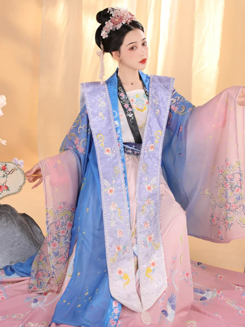 Song dynasty clothing xiapei hanfu ruqun with embroidered details and elegant wedding style