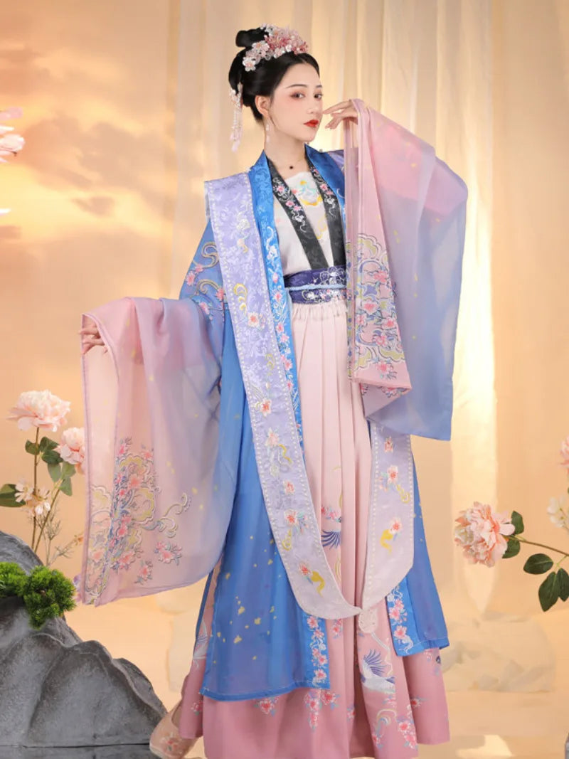 Song dynasty clothing xiapei hanfu ruqun with embroidered details and elegant wedding style