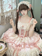 Sweet cloth Lolita ballet JSK dress with bow front and lace straps