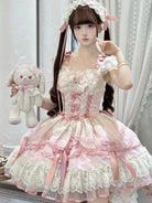 Sweet cloth Lolita ballet JSK dress with bow front and lace straps