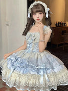 Sweet cloth Lolita ballet JSK dress with bow front and lace straps