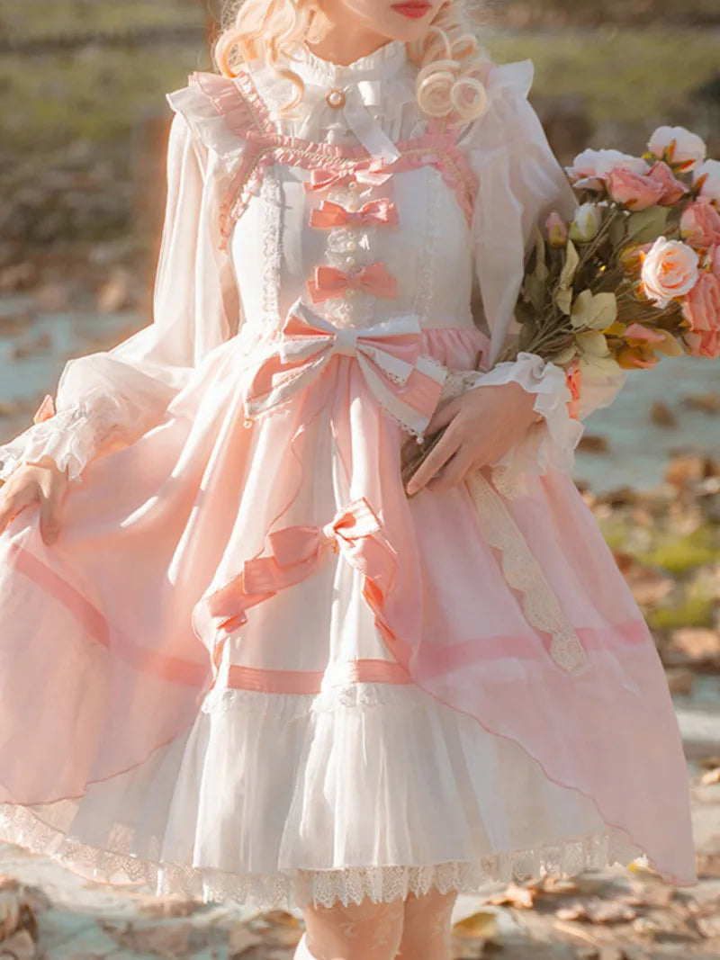 Sweetlolita JSK dress set with pink and white fairy style for plus size girls