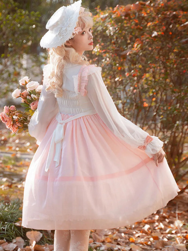 Sweetlolita JSK dress set with pink and white fairy style for plus size girls