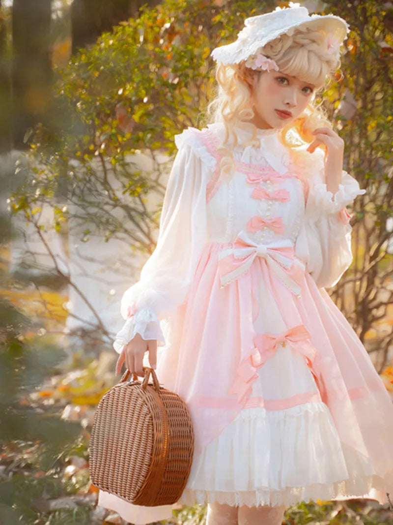 Sweetlolita JSK dress set with pink and white fairy style for plus size girls