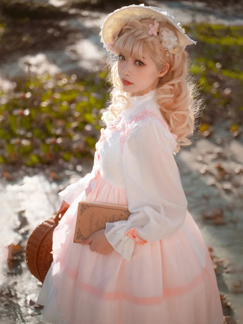 Sweetlolita JSK dress set with pink and white fairy style for plus size girls