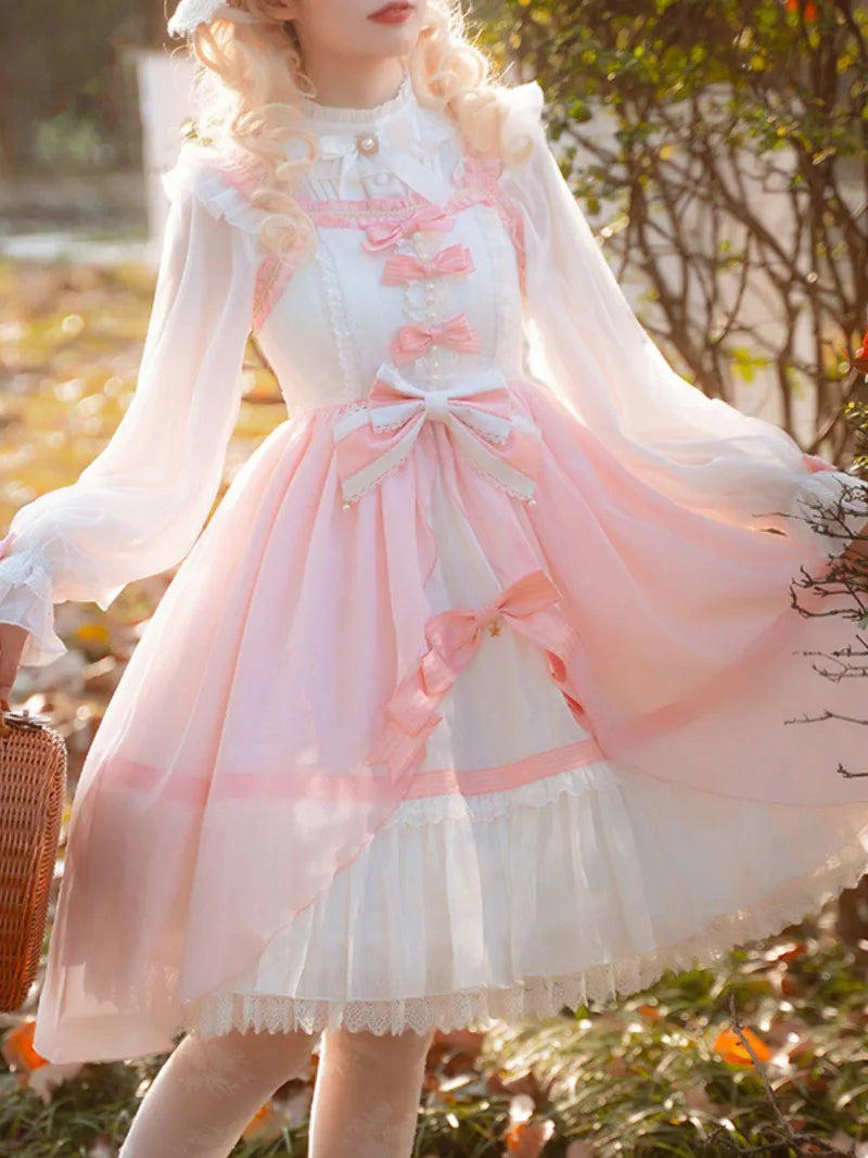Sweetlolita JSK dress set with pink and white fairy style for plus size girls