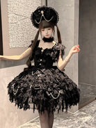 Sweety Angel Lolita JSK dress in soft white tea tones with elegant suspender design