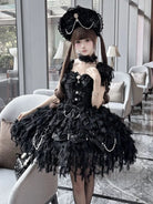 Sweety Angel Lolita JSK dress in soft white tea tones with elegant suspender design