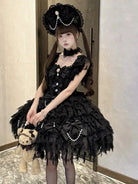 Sweety Angel Lolita JSK dress in soft white tea tones with elegant suspender design