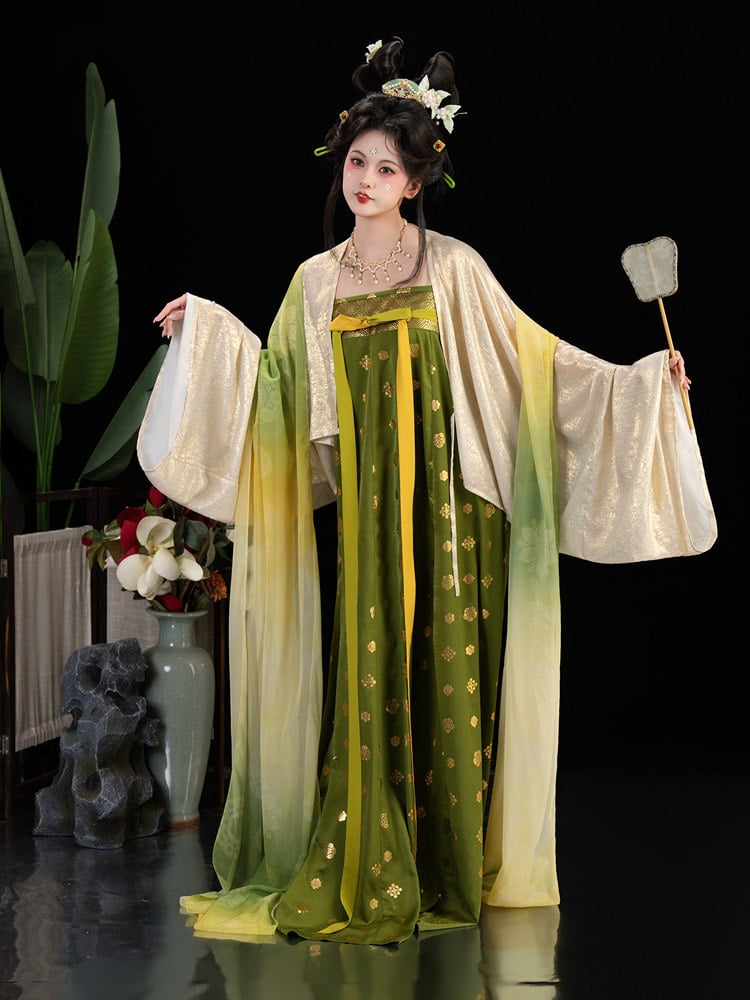 Tang Dynasty Qixiong Ruqun Set with Brocade Pattern