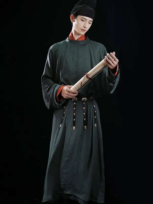 Tang Dynasty Men’s Hanfu Robe Green Yuanlingpao