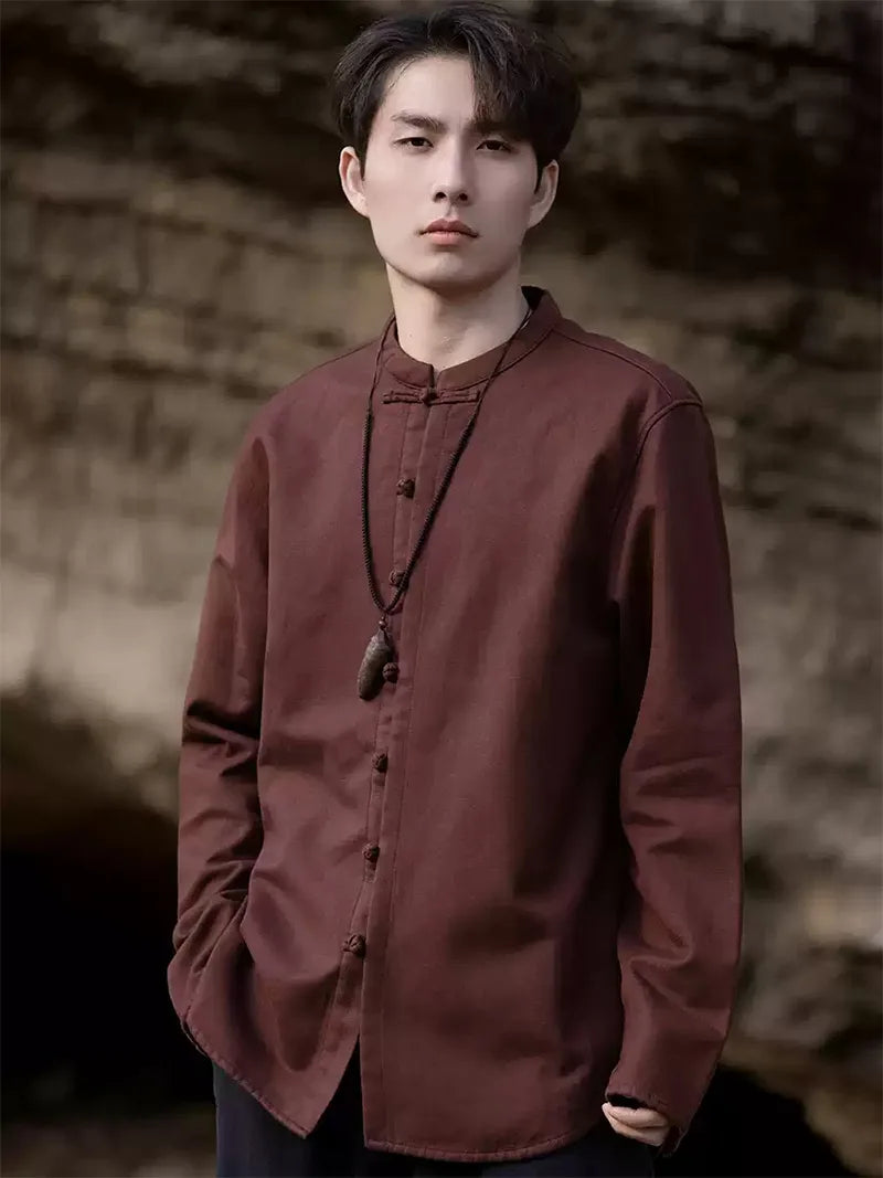 Tang Suit Chinese | Winter Fleece Lined Men’s Jacket with Stand Collar