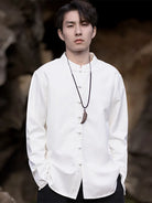 Tang suit Chinese men’s winter jacket with stand collar and fleece lining in solid color design