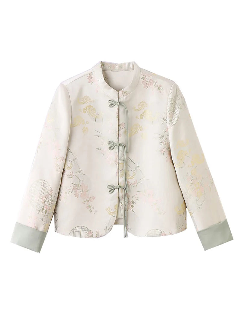 Tang suit female Chinese-style jacket with pankou buttons, modern traditional design, versatile spring and autumn outerwear for women