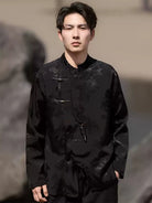 Tang suit jacket for men, modern Chinese style frog button long-sleeve loose jacket