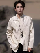 Tang suit jacket for men, modern Chinese style frog button long-sleeve loose jacket