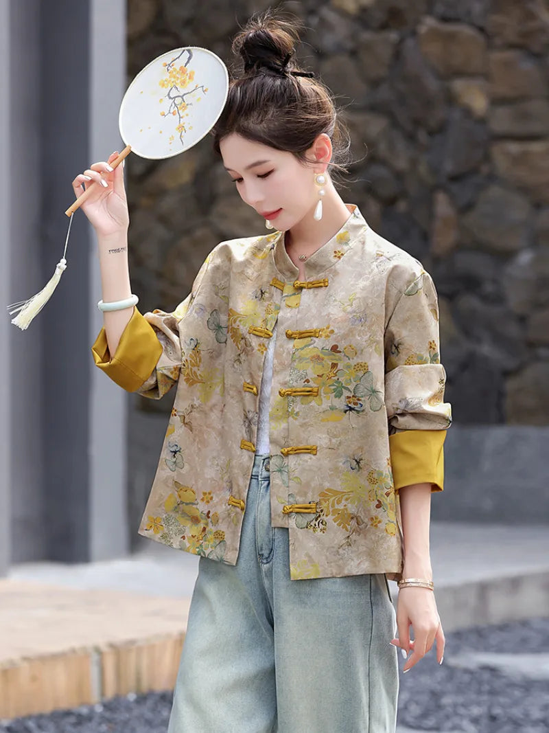 Tang suit women lightweight Chinese jacket with pankou buttons, modern style, casual spring-summer wear, sun protection