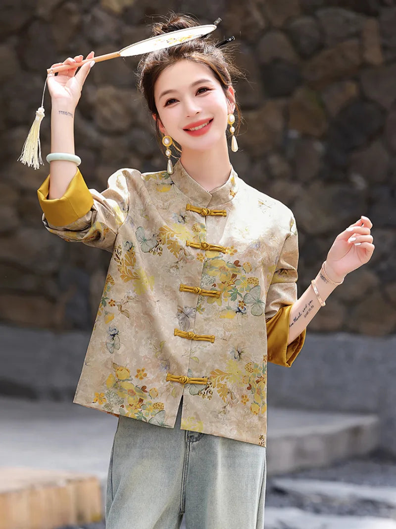 Tang suit women lightweight Chinese jacket with pankou buttons, modern style, casual spring-summer wear, sun protection