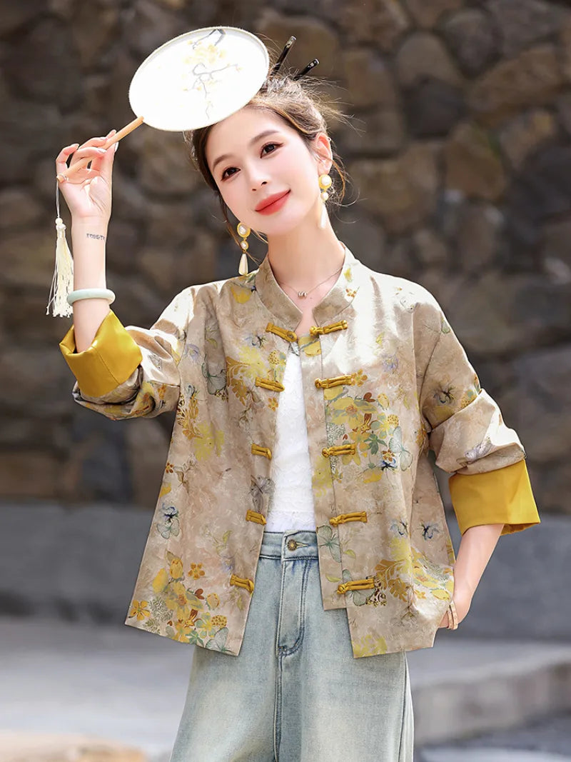 Tang suit women lightweight Chinese jacket with pankou buttons, modern style, casual spring-summer wear, sun protection