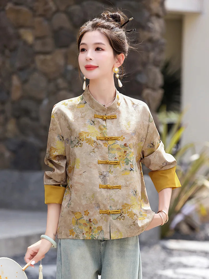 Tang suit women lightweight Chinese jacket with pankou buttons, modern style, casual spring-summer wear, sun protection