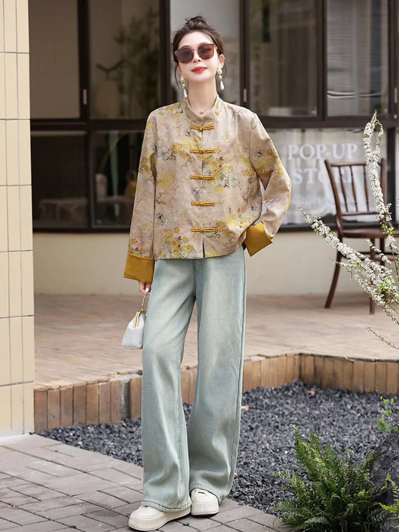 Tang suit women lightweight Chinese jacket with pankou buttons, modern style, casual spring-summer wear, sun protection