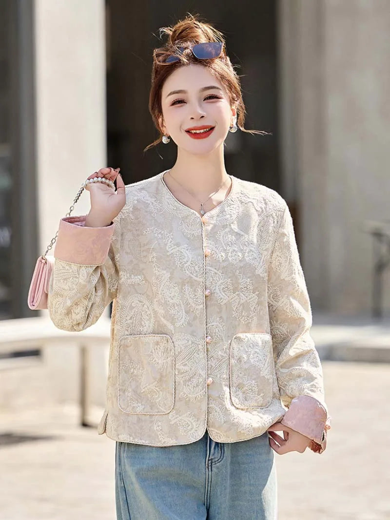 Tangzhuan short jacket for women with elegant design, lightweight fabric, and modern Chinese style