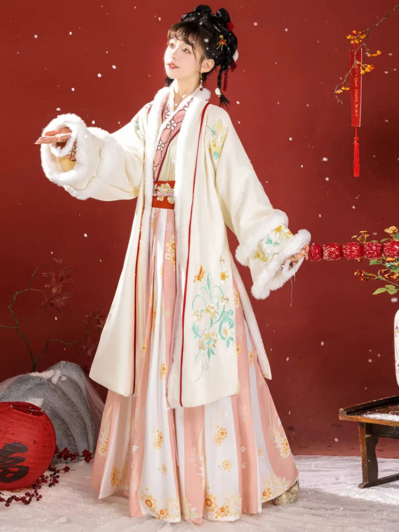 Traditional Chinese clothing female hanfu Song style fur collar outerwear