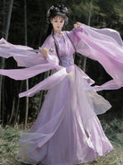 Elegant traditional Chinese costume with Wei Jin straight-hem design and flowing fairy-like silhouette.