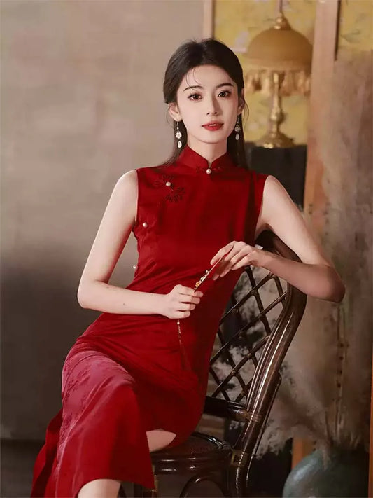 Traditional Chinese Wedding Qipao | Red Bridal Cheongsam