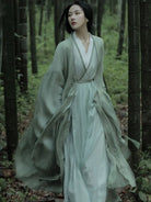 Elegant Wei Jin inspired hanfu outfit with long sleeves and traditional layered design