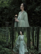 Elegant Wei Jin inspired hanfu outfit with long sleeves and traditional layered design