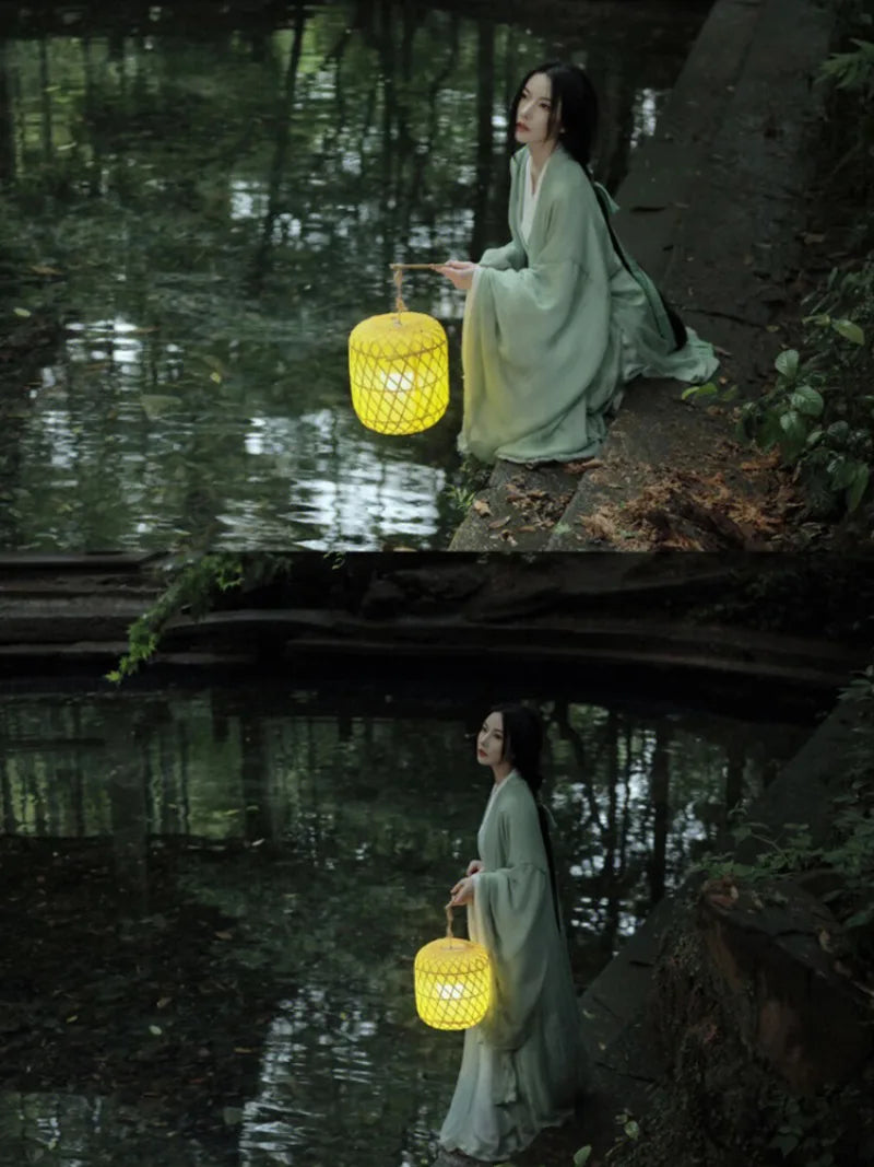 Elegant Wei Jin inspired hanfu outfit with long sleeves and traditional layered design