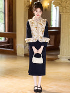Winter cheongsam dress featuring thickened lining and a stylish vest for warmth and refinement