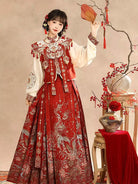 Wedding hanfu red mamian skirt set for marriage, engagement, and festive celebrations