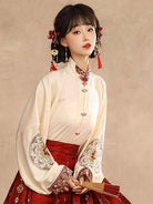 Wedding hanfu red mamian skirt set for marriage, engagement, and festive celebrations