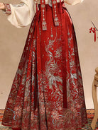 Wedding hanfu red mamian skirt set for marriage, engagement, and festive celebrations