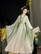 Wei Jin clothing embroidered cross-collar wide-sleeve waist skirt Hanfu dress for women