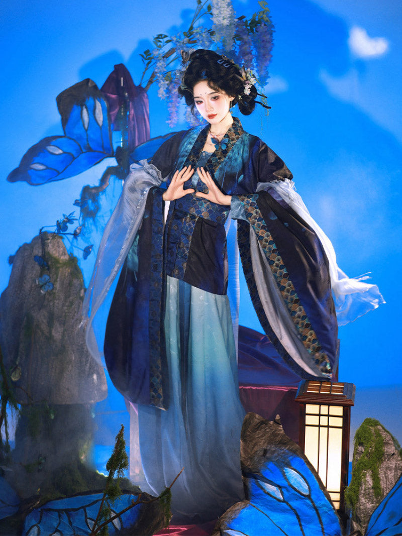 Wei Jin Dynasty Qiyao Ruqun Hanfu | Dream of Feathers & Butterflies 羽梦惊蝶