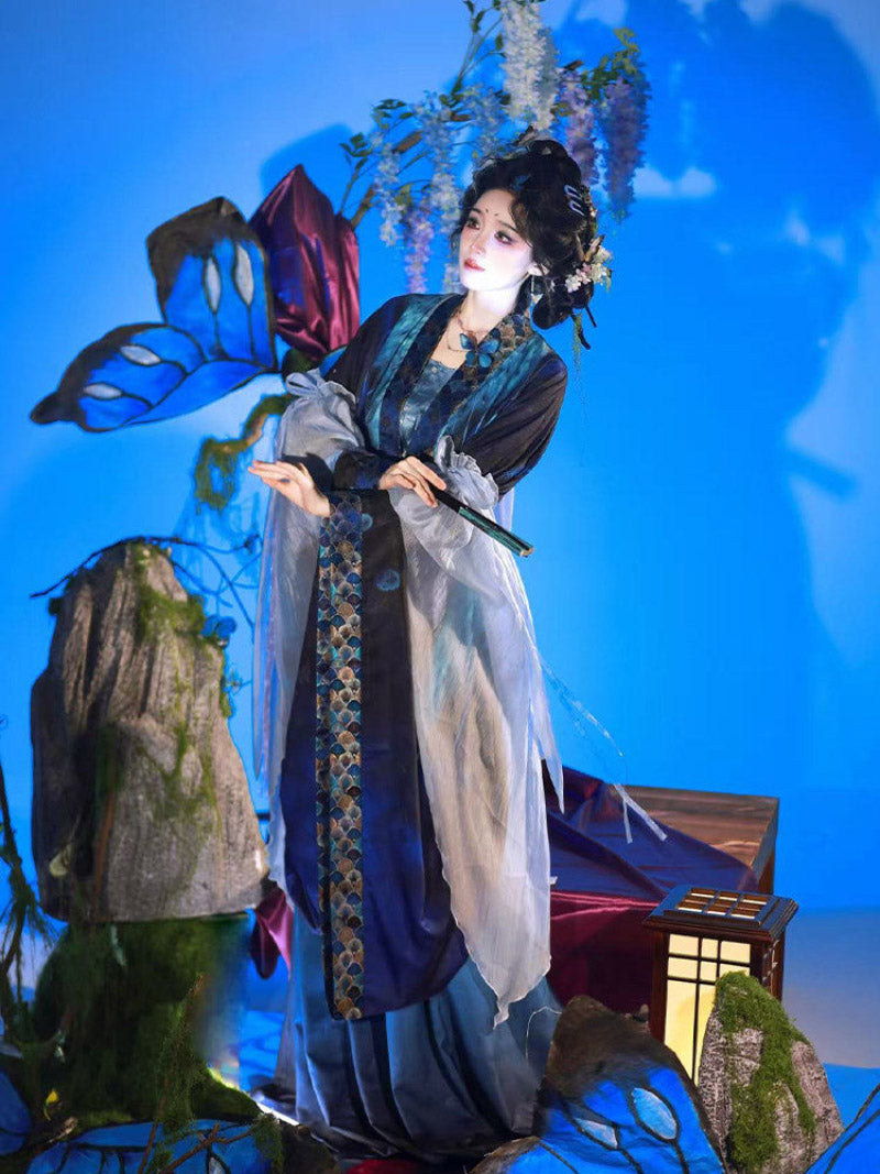 Wei Jin Dynasty Qiyao Ruqun Hanfu | Dream of Feathers & Butterflies 羽梦惊蝶
